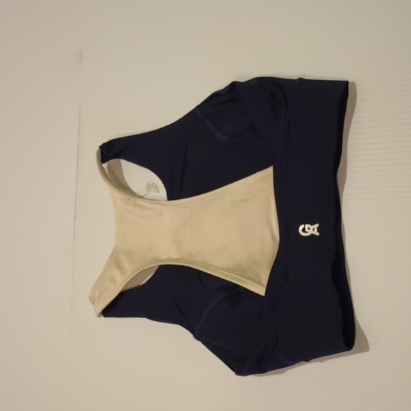 Good American Navy Blue Cream Backed Branded Sports Bra A18 - Picture 3 of 5